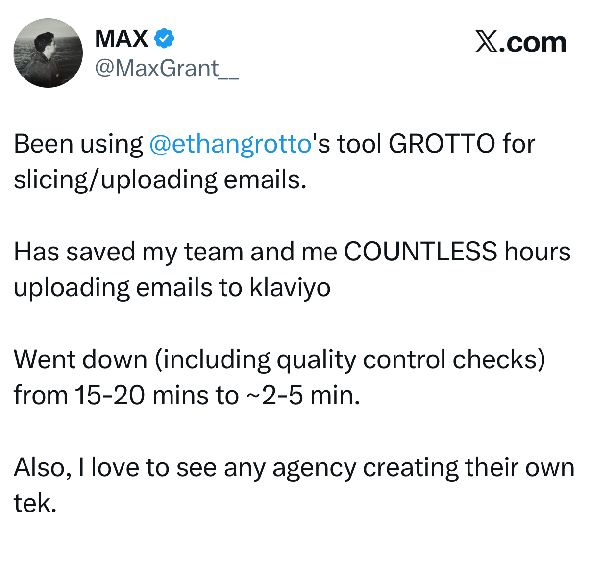 Max Grant testimonial